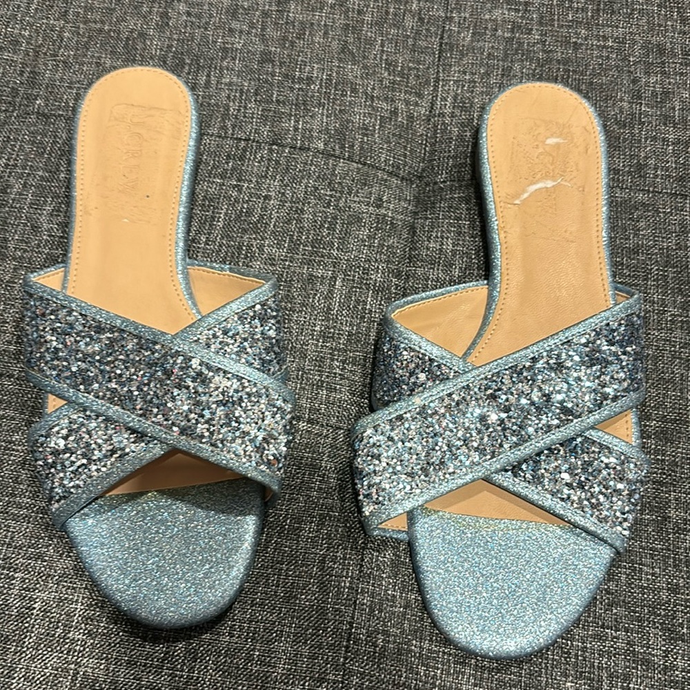NWOT. J Crew. Glitter Sandals. Size 6.5